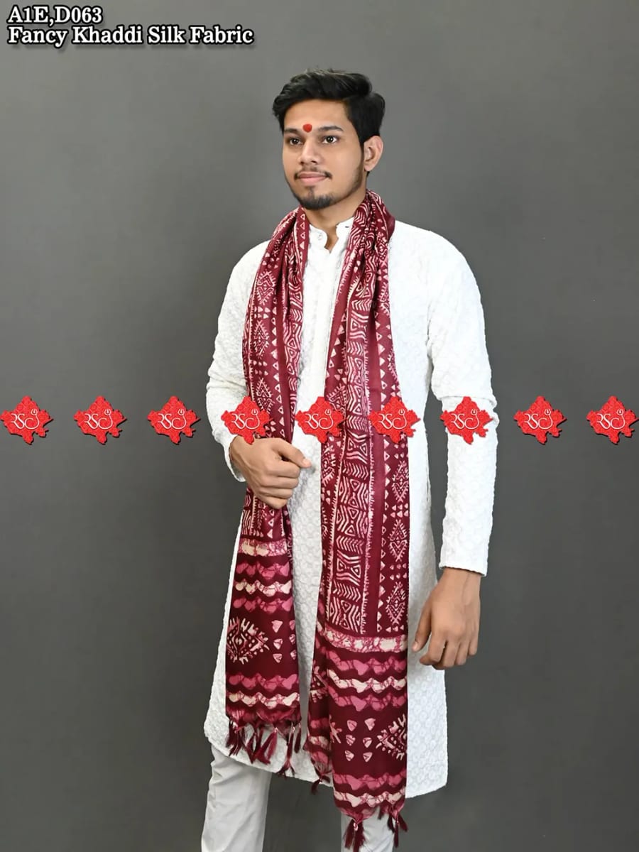 Shop Elegant & Festive Gents Dupatta in Fancy Khadi Silk #1